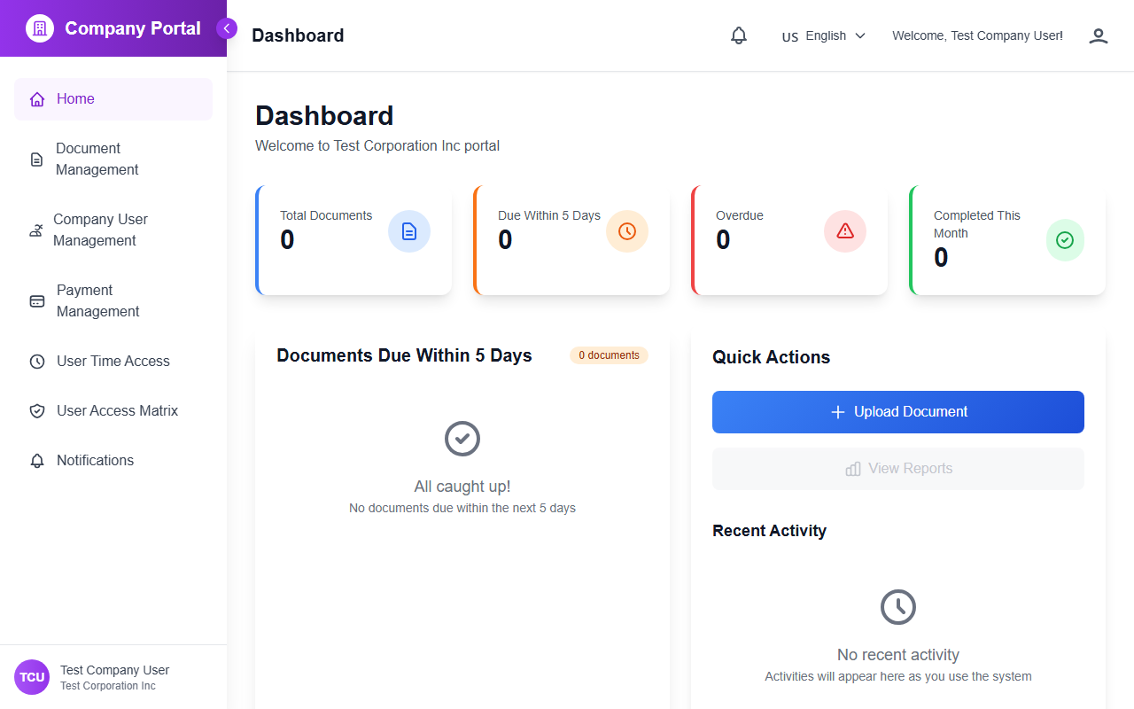 TacSmart Dashboard showing compliance status overview